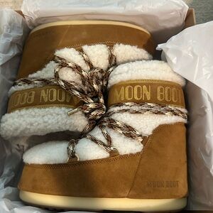 Moon Boot Tan and White Women's Shoes